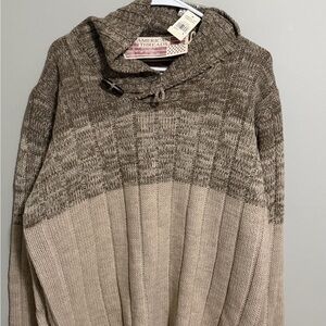 American Threads Brown and Tan Cowl Neck Sweater